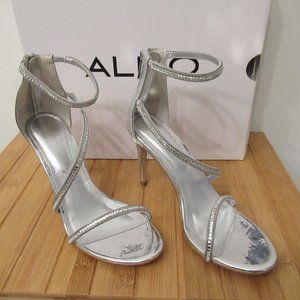 ALDO Umude Silver Dressy Sandals 6.5 Brand New